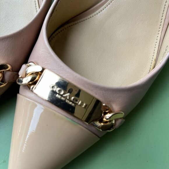 Coach Bowery Kitten Heels Nude Leather Pumps Sz 8.5 | Pointed Toe 3" Heel - Picture 8 of 14